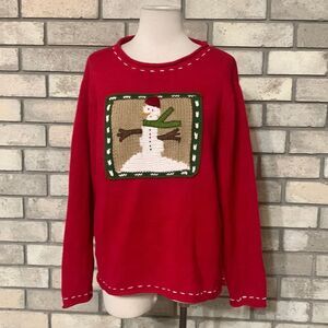 Vintage through the country door sweater large Christmas sweater snowman